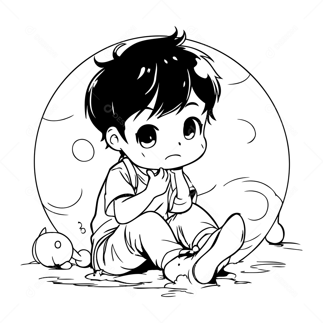 Garota Desenho Para Colorir Vetor EPS