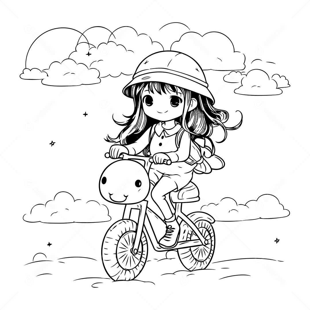 Garota Desenho Para Colorir Vetor EPS