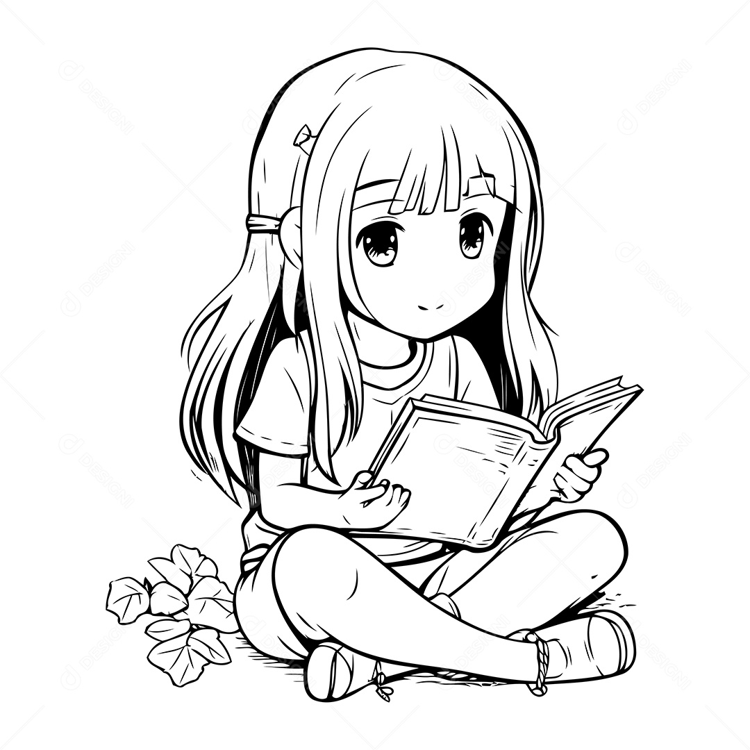 Garota Desenho Para Colorir Vetor EPS