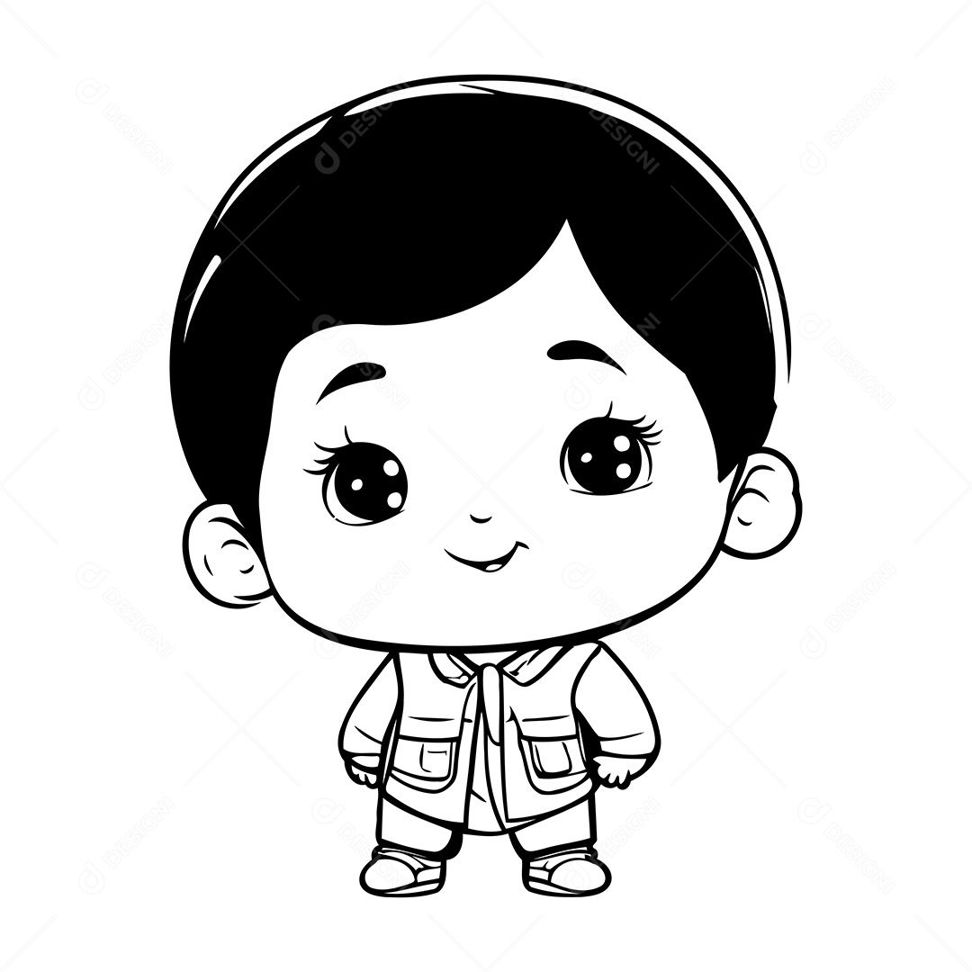 Garoto Desenho Para Colorir Vetor EPS