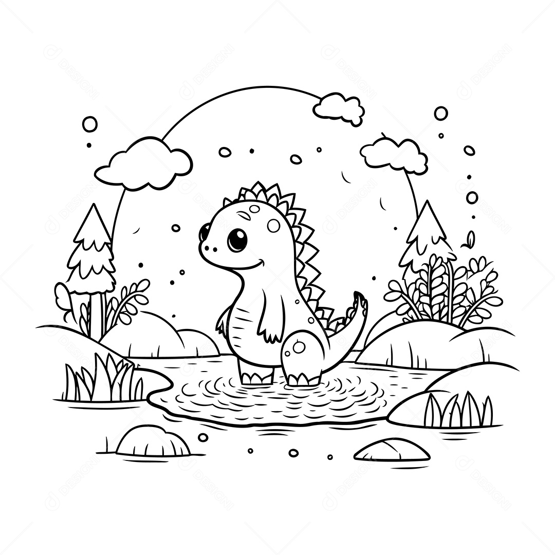 Dinossauro Desenho Para Colorir Vetor EPS