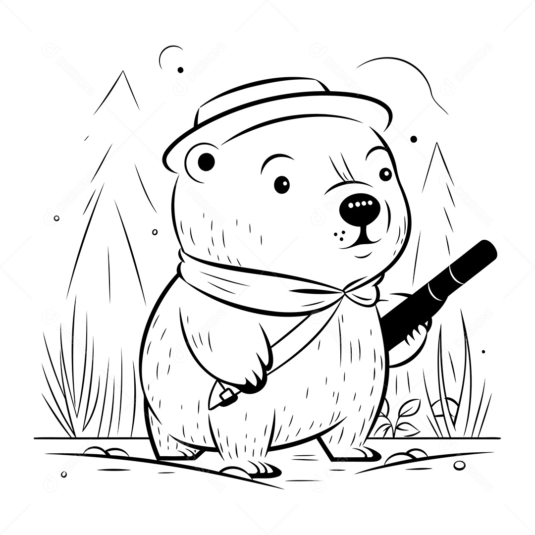 Urso Desenho Para Colorir Vetor EPS