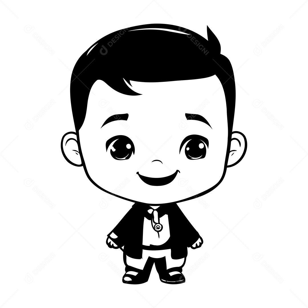 Garoto Desenho Para Colorir Vetor EPS