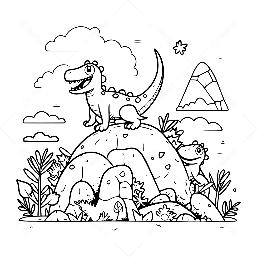 Dinossauro Desenho Para Colorir Vetor EPS