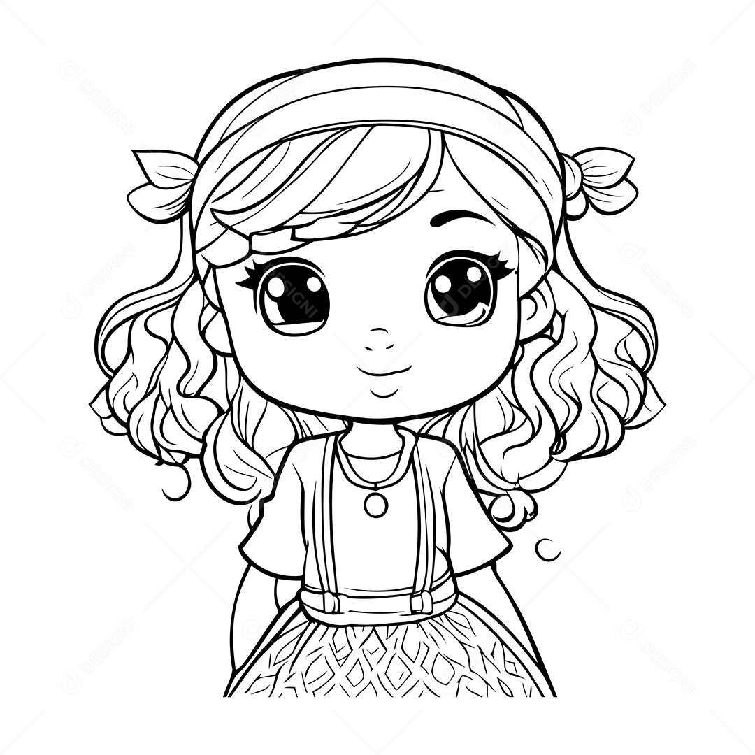Garota Desenho Para Colorir Vetor EPS