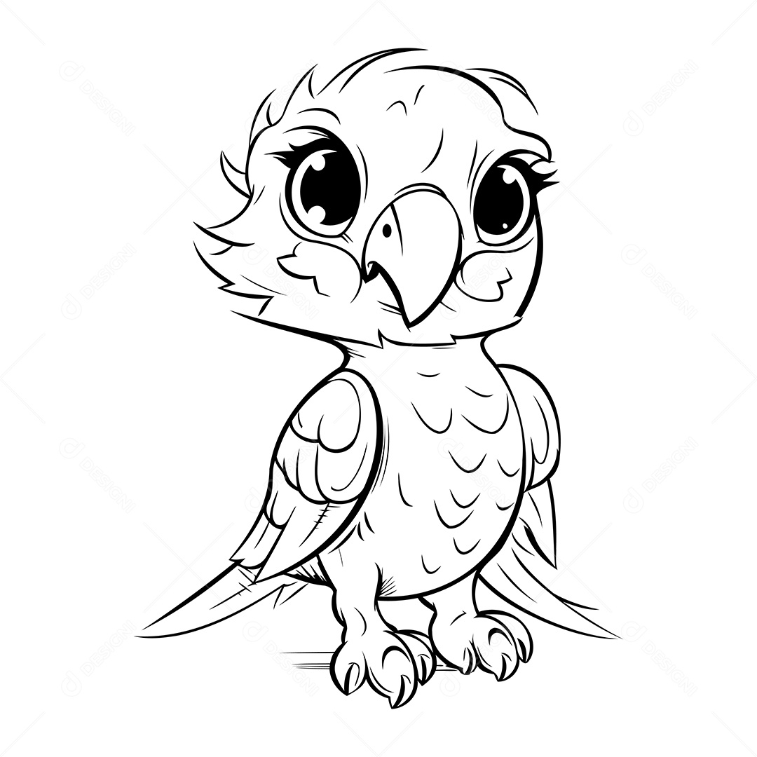 Pássaro Desenho Para Colorir Vetor EPS