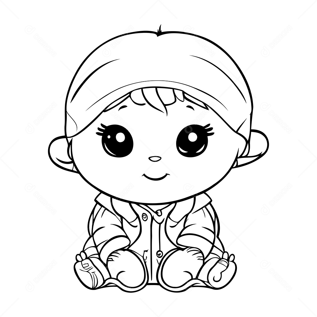 Bebé Desenho Para Colorir Vetor EPS