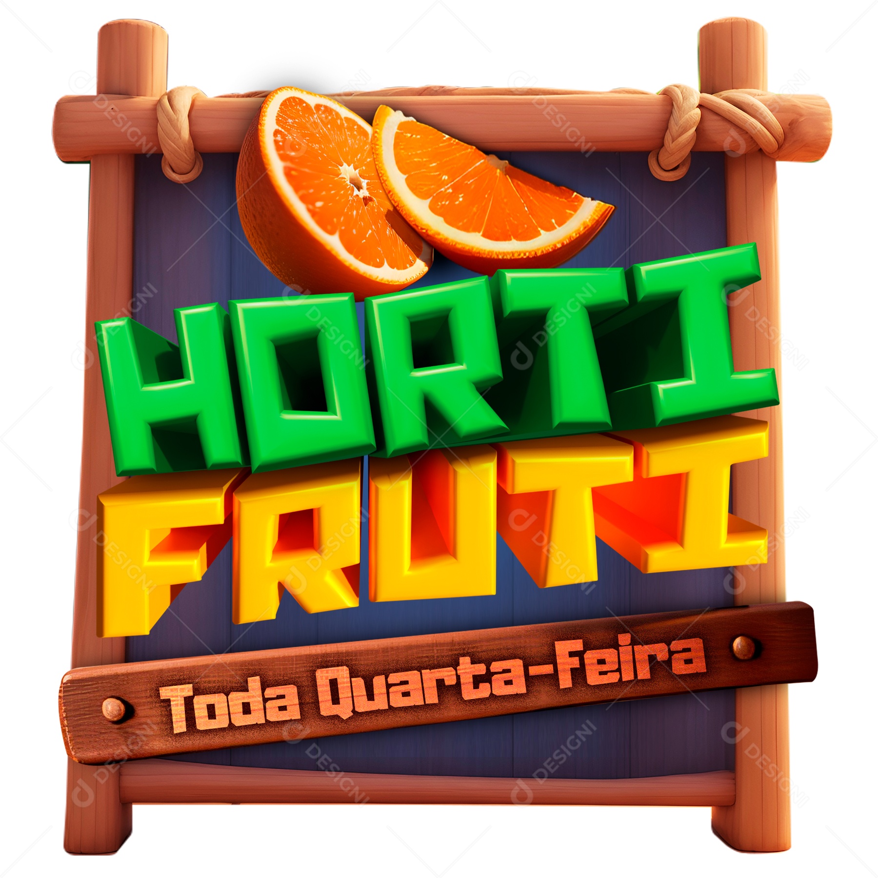 Horti Fruti Quarta Feira Selo 3D Para Composição PSD
