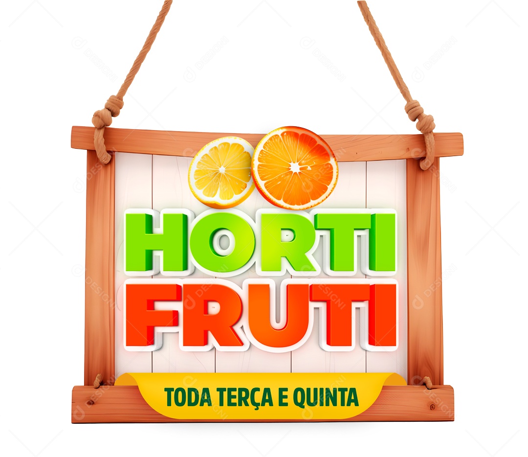 Selo 3D Horti Fruti Terça e Quinta Para Composição PSD