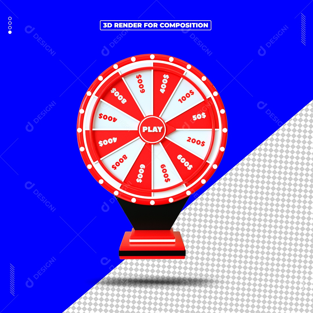 Red Prize Roulette 3D Element for PSD Composition
