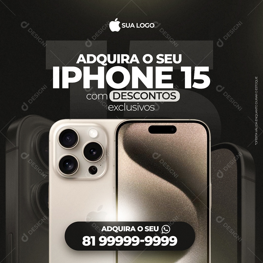 Feed Adquira Seu Iphone 15 Com Descontos Social Media PSD Editável