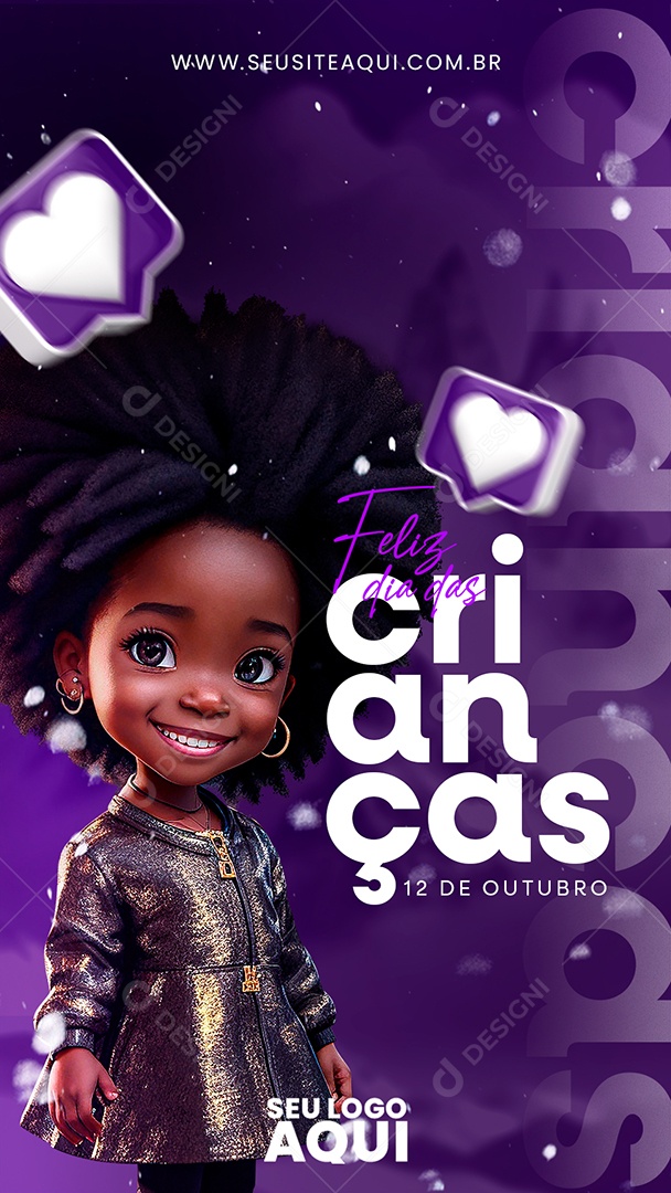 Story Feliz Dia das Crianças 12 de Outubro Cartão de Mensagem Social Media PSD Editável