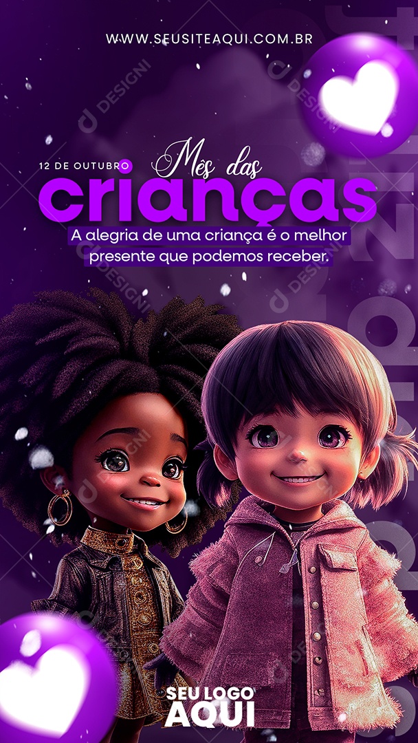 Story Mês das Crianças A Alegria de uma Criança é o Melhor Presente que Podemos Receber Social Media PSD Editável