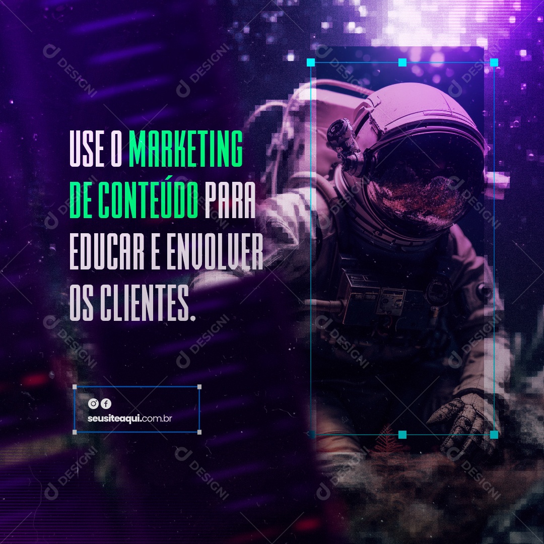 Marketing Digital Use o Marketing de Conteúdo para Educar e Envolver os Clientes Social Media PSD Editável