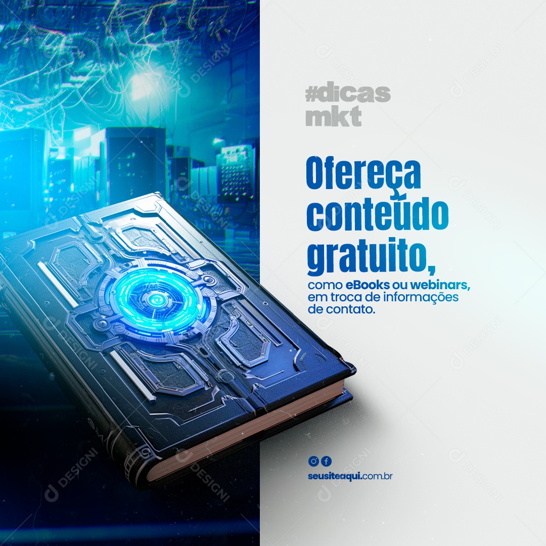 Marketing Digital Ofereça Conteúdo Gratuito Social Media PSD Editável como Ebooks Social Media PSD Editável