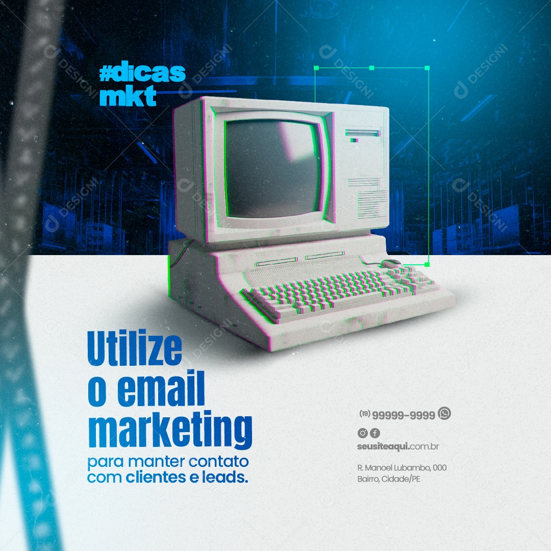 Marketing Digital Utilize o Email Marketing para Manter Contato com Clientes e Leads Social Media PSD Editável