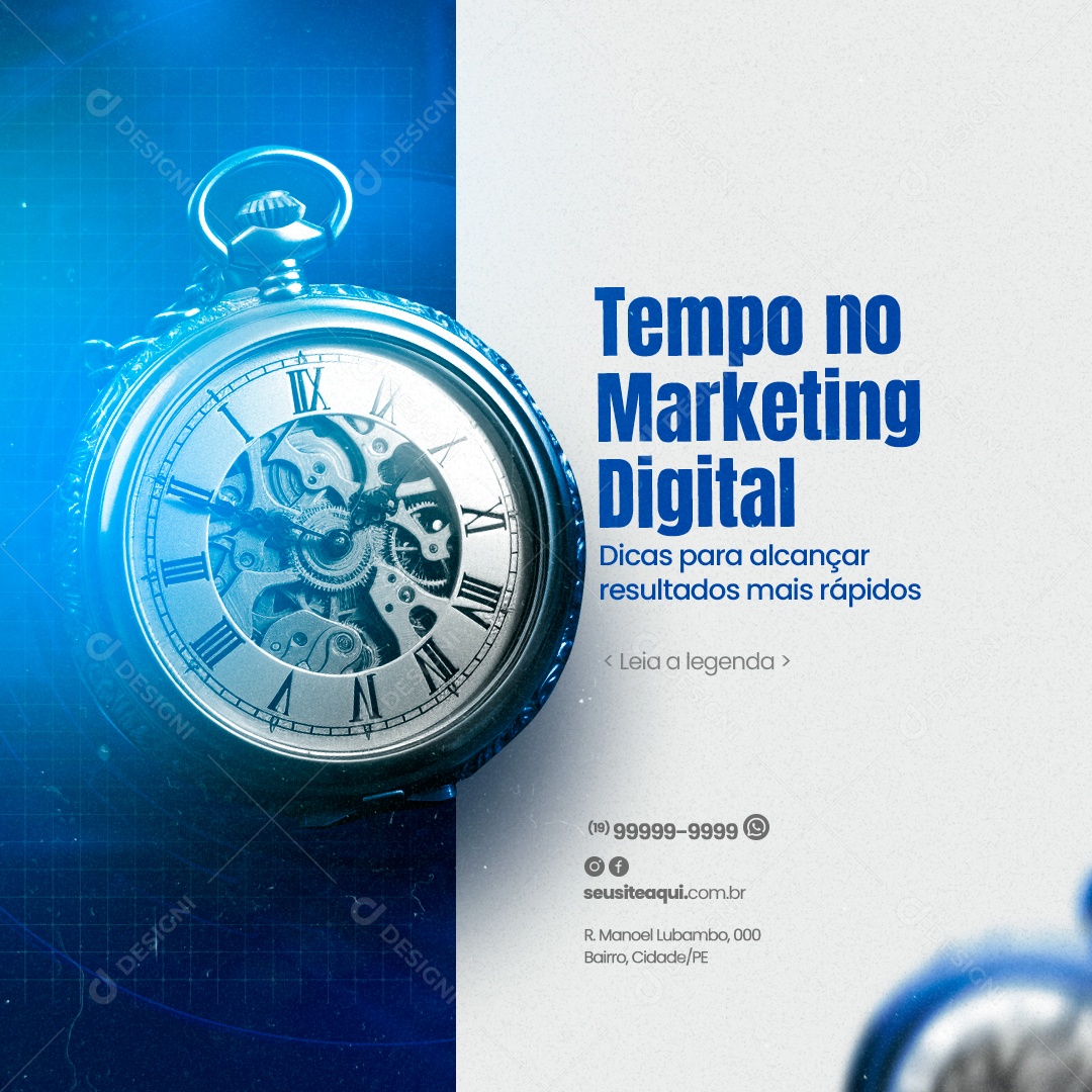 Tempo no Marketing Digital Dicas para Alcançar Resultados mais Rápidos Social Media PSD Editável