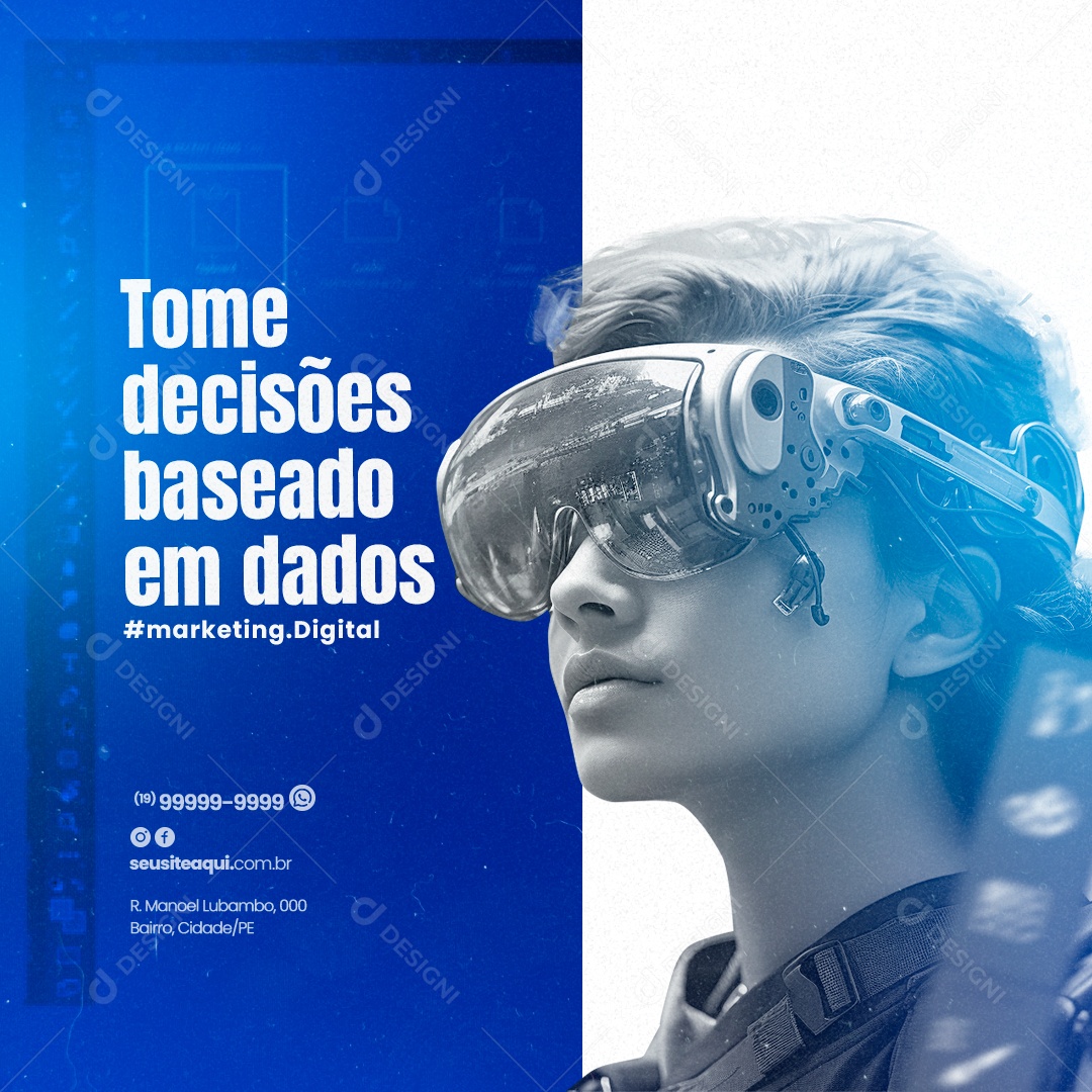 Marketing Digital Tome Decisões baseados em Dados Social Media PSD Editável