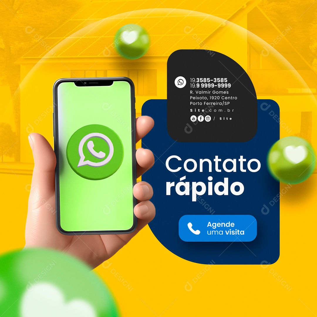 Dedetização Contato Rápido Whatsapp Agende uma Visita Social Media PSD Editável