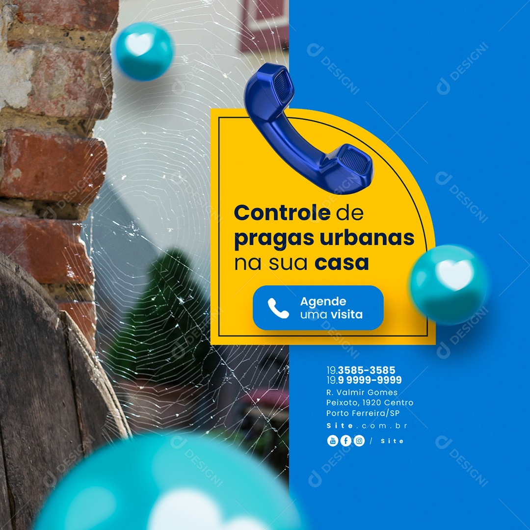 Dedetização Controle de Pragas Urbanas na sua Casa Social Media PSD Editável