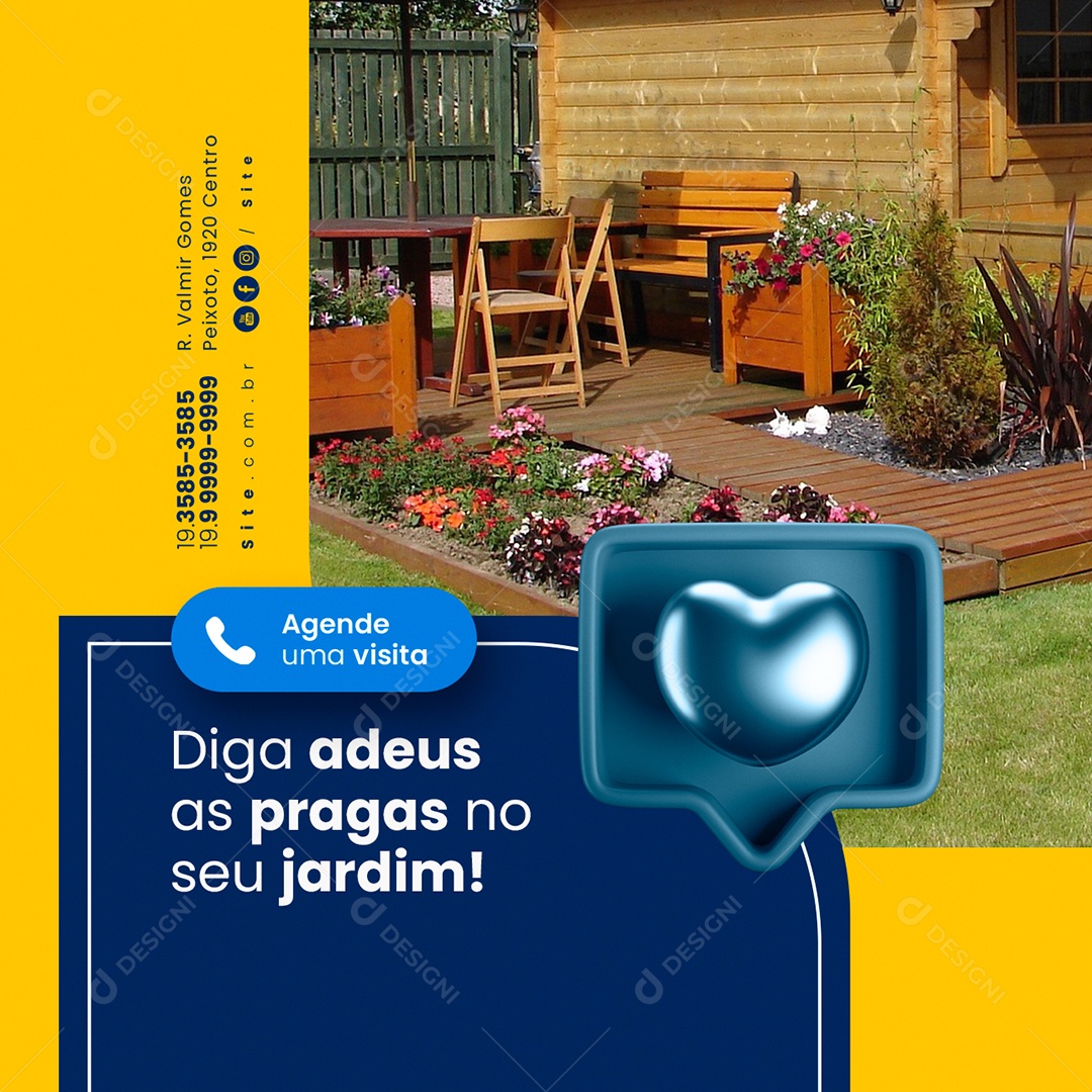 Dedetização Diga adeus as Pragas no seu Jardim Social Media PSD Editável