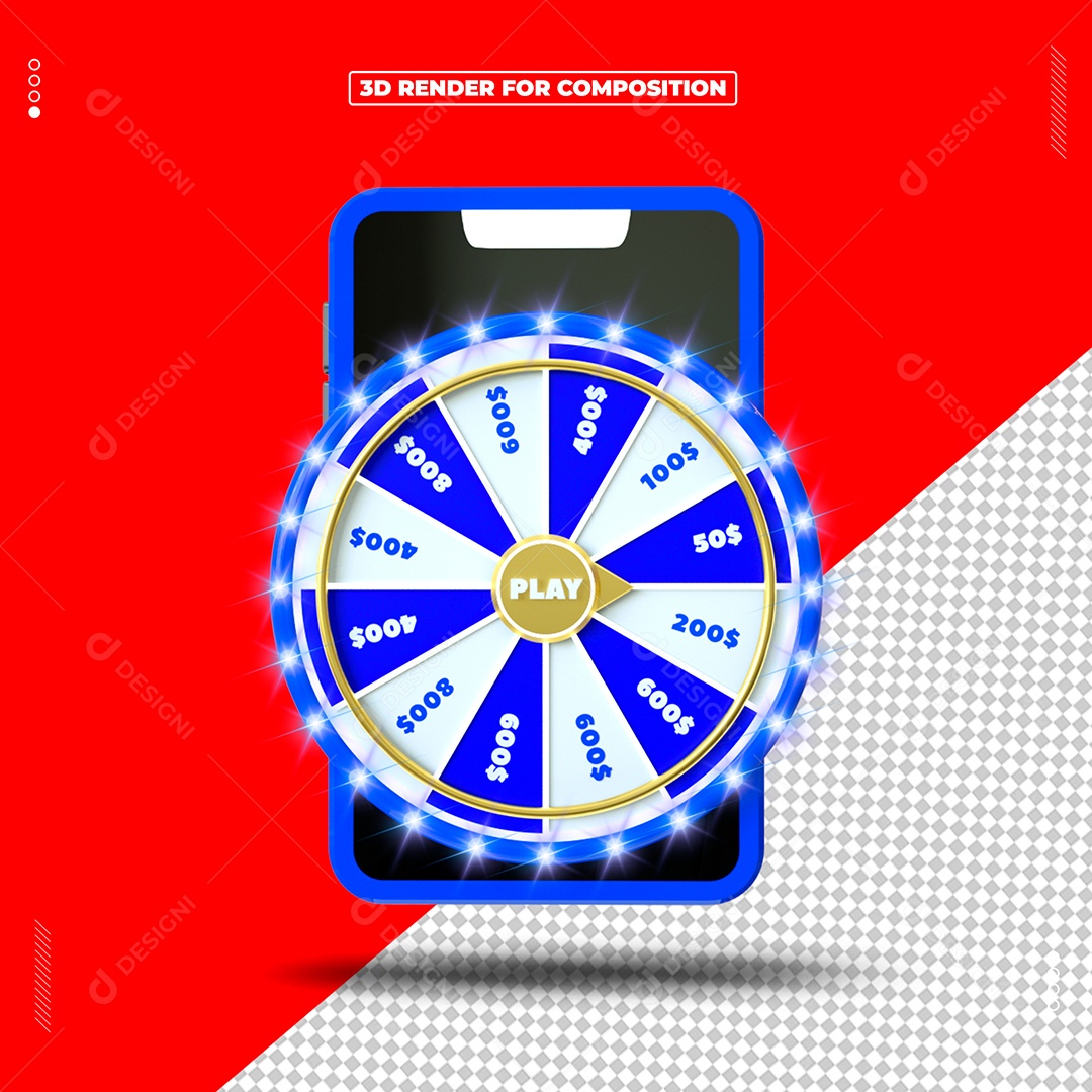 Roleta de Prêmios Elemento 3D para Composição PSD