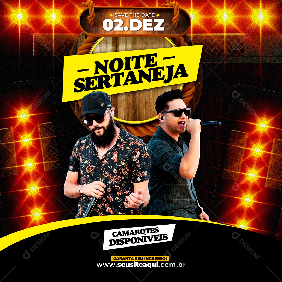 Flyers  Henrique e Juliano Noite Sertaneja Social Media PSD Editável