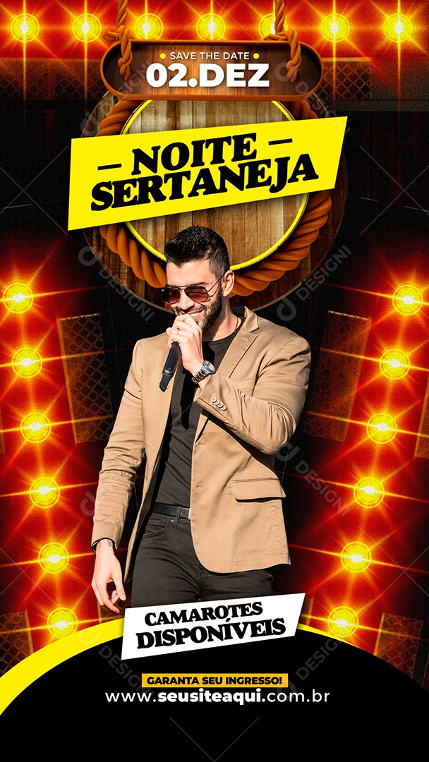 Story Flyers Gustavo Lima Noite Sertaneja Social Media PSD Editável