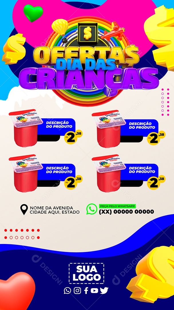 Sotry Ofertas Dia das Crianças 12 de Outubro Social Media PSD Editável