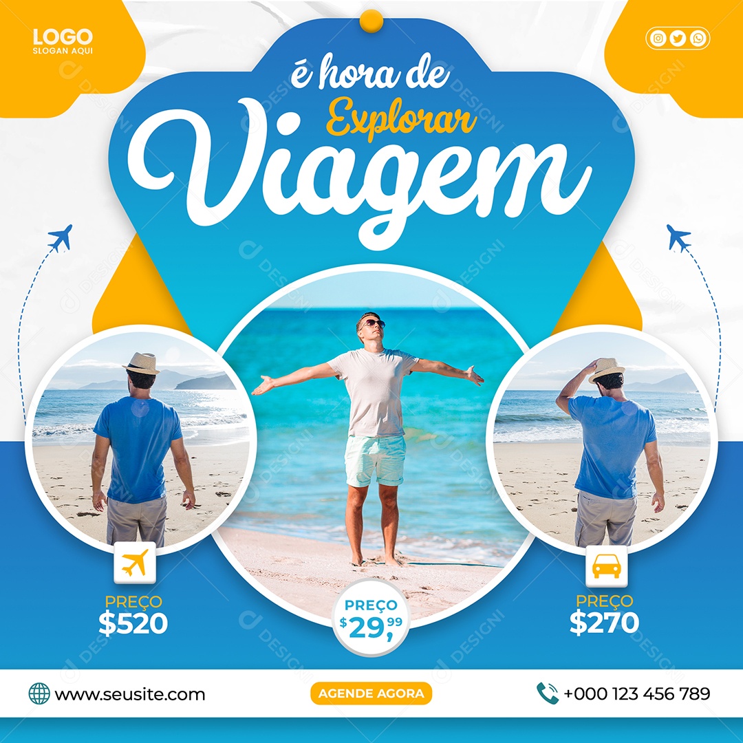 Explorar Viagens Agência De Viagens Social Media PSD Editável