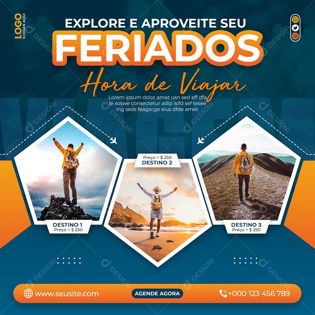 Travel Agency Explore and Enjoy Editable Social Media PSD