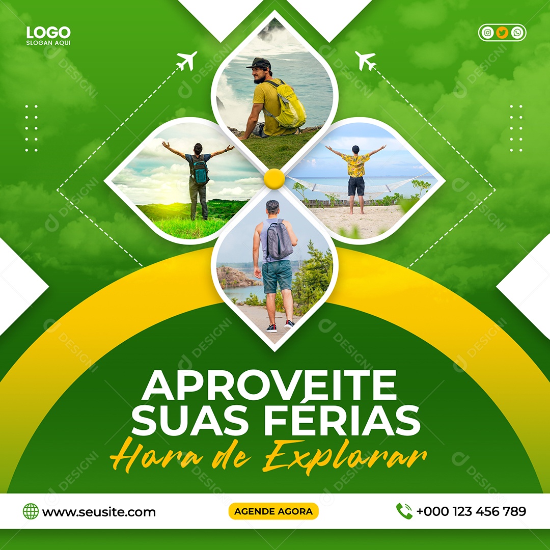 Social Media Agência De Viagens Aproveite Suas Férias PSD Editável