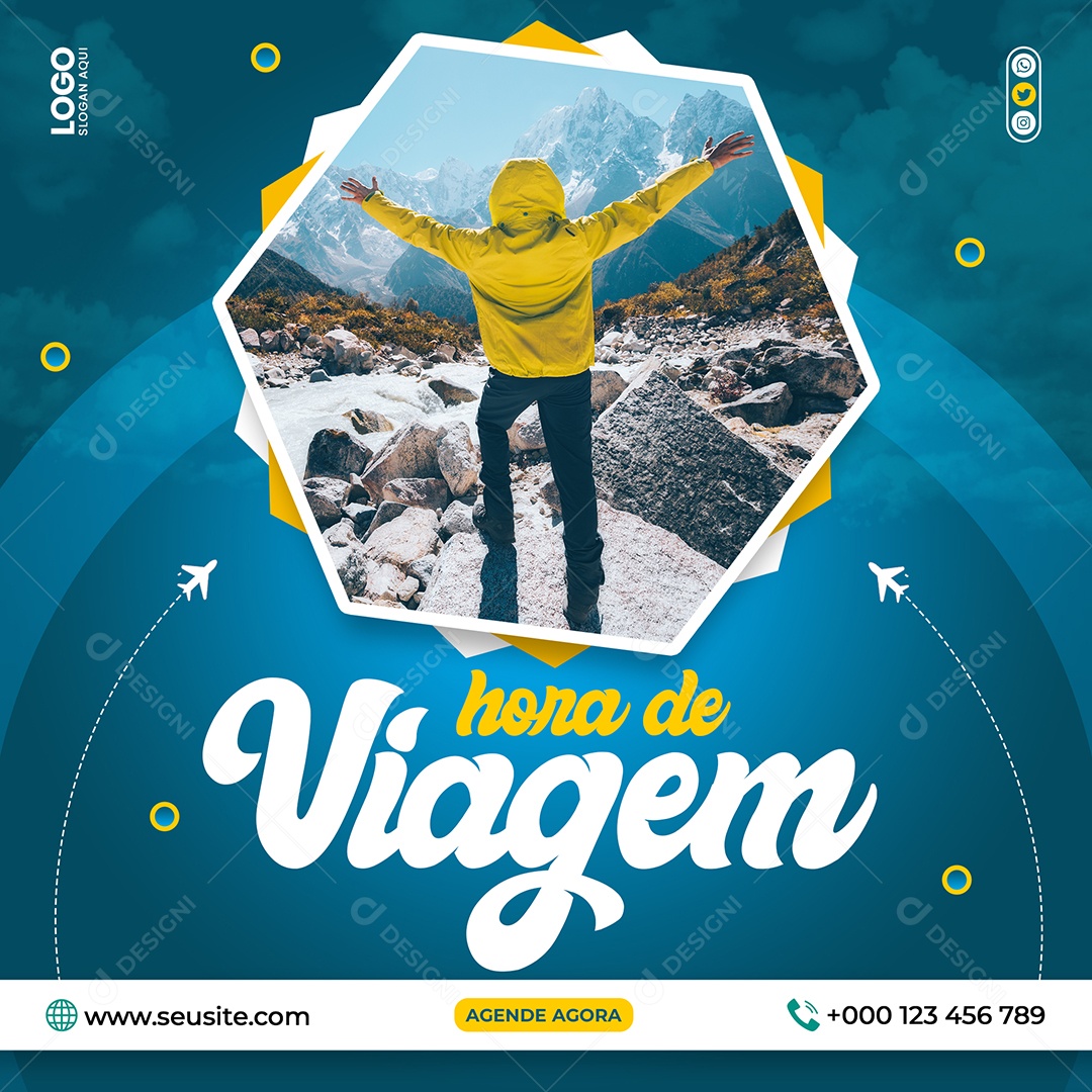 Hora De Viagem Agência De Viagens Social Media PSD Editável