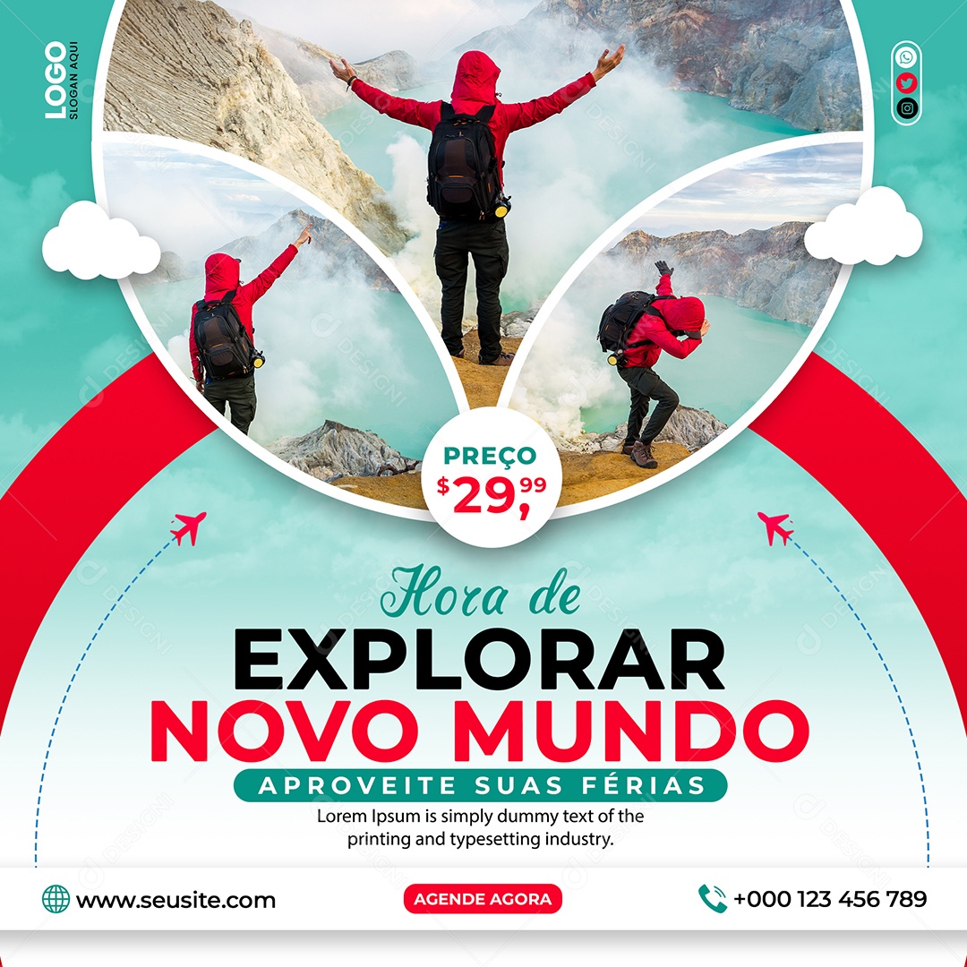 Social Media Aproveite Suas Férias Agência De Viagens PSD Editável