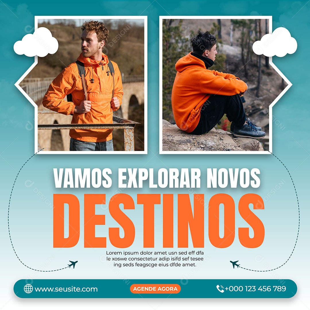 Vamos Explorar Novos Destinos Agência De Viagens Social Media PSD Editável
