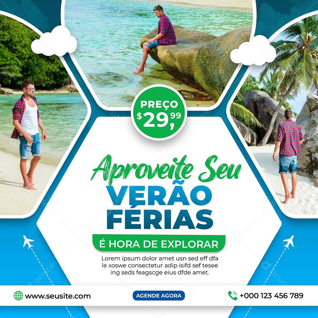 Social Media Aproveite Seu Verão Férias PSD Editável