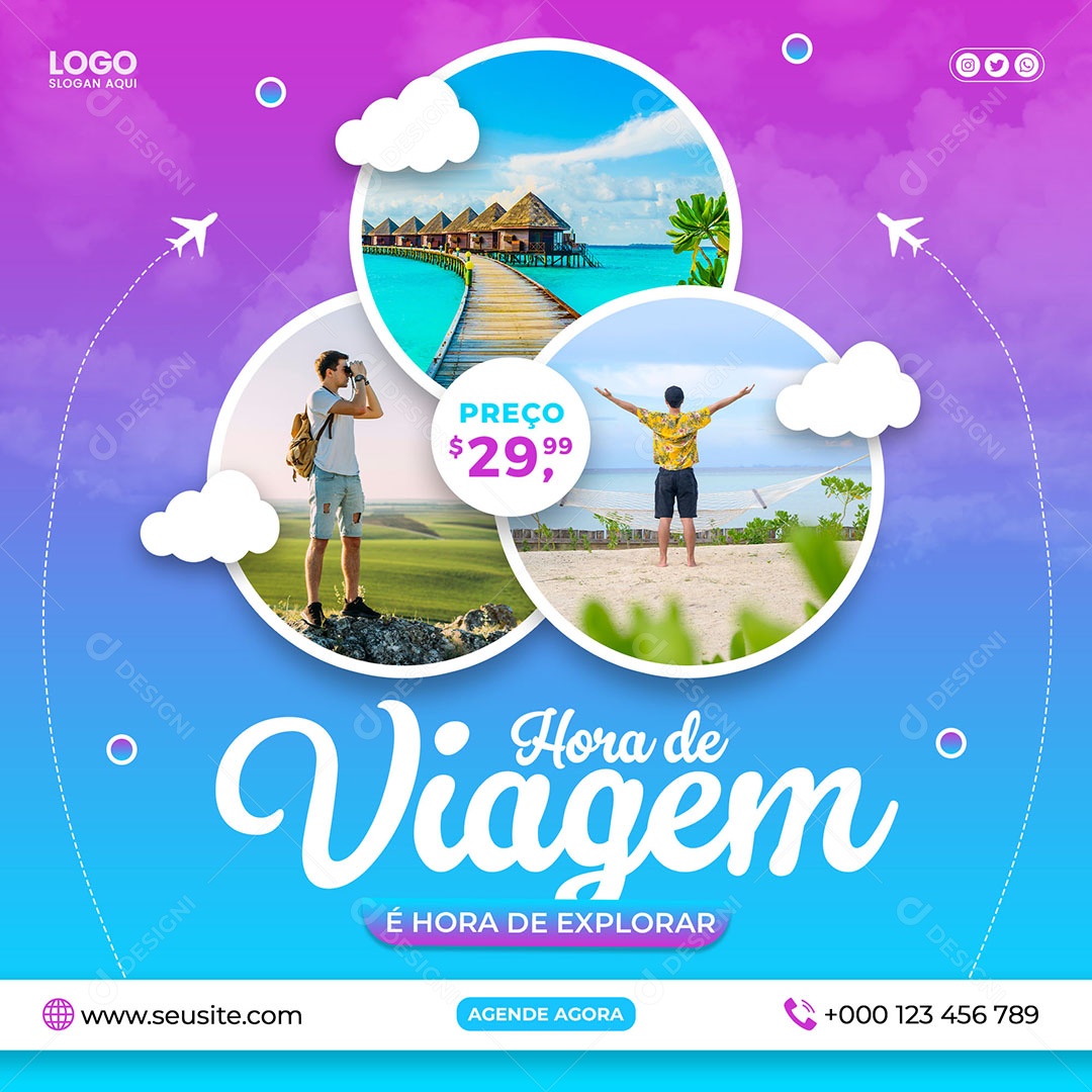 Agência De Viagens é Hora De Explorar Social Media PSD Editável