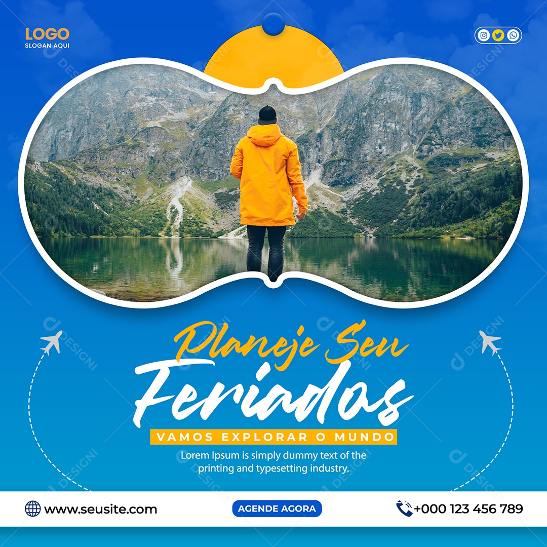 Planeje Seu Feriados Agência De Viagens Social Media PSD Editável