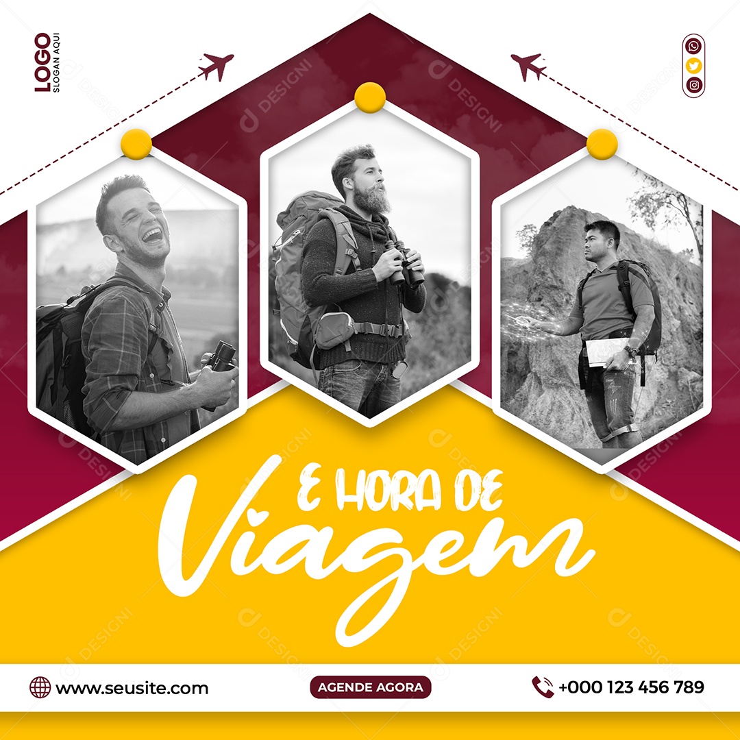 Social Media É Hora Viagem Agência De Viagem PSD Editável