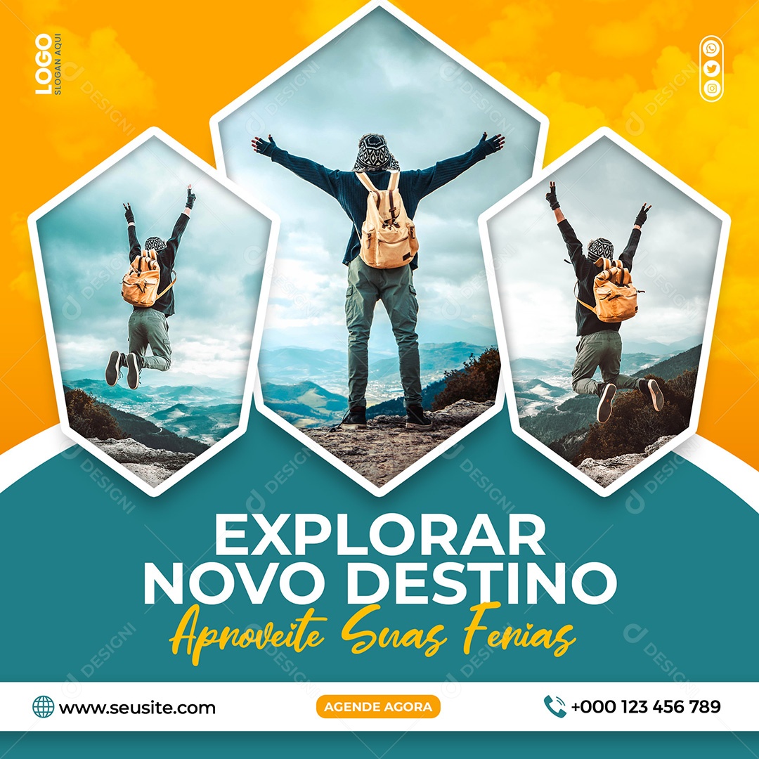 Explorar Novo Destino Agência De Viagens Social Media PSD Editável