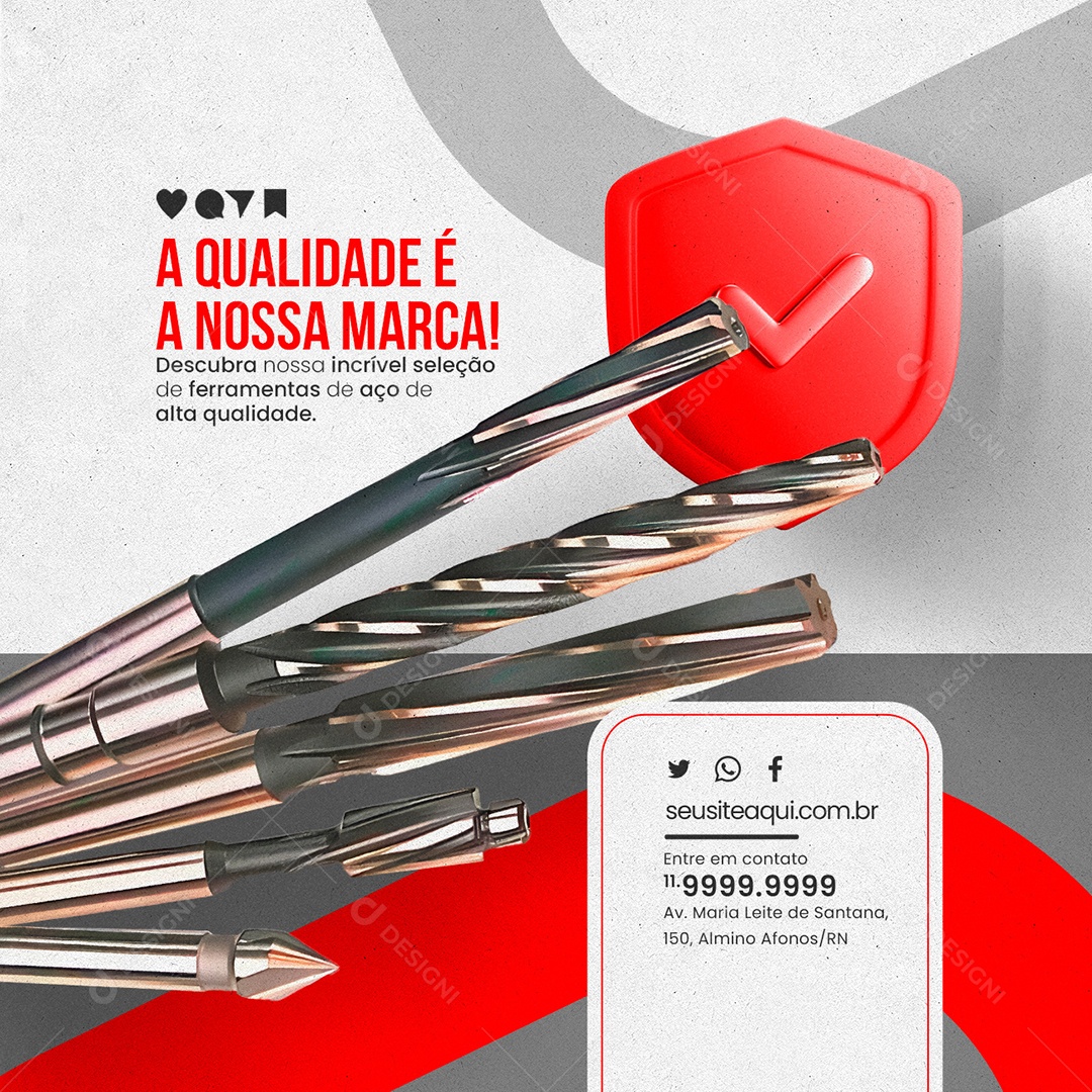 Materiais de Construção Aço Ferramentas A Qualidade é a nossa Marca Social Media PSD Editável