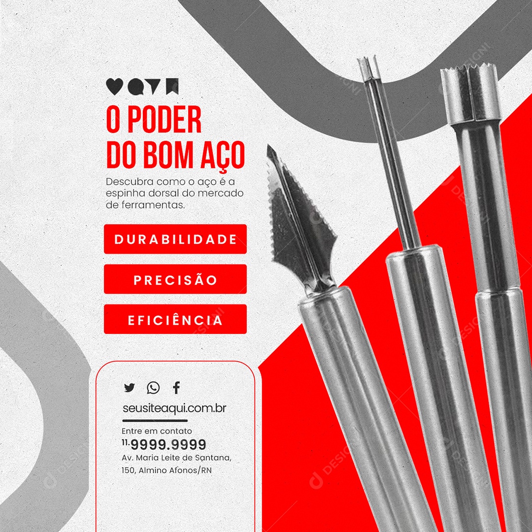 Materiais de Construção Aço Ferramentas O Poder do Bom Aço Social Media PSD Editável