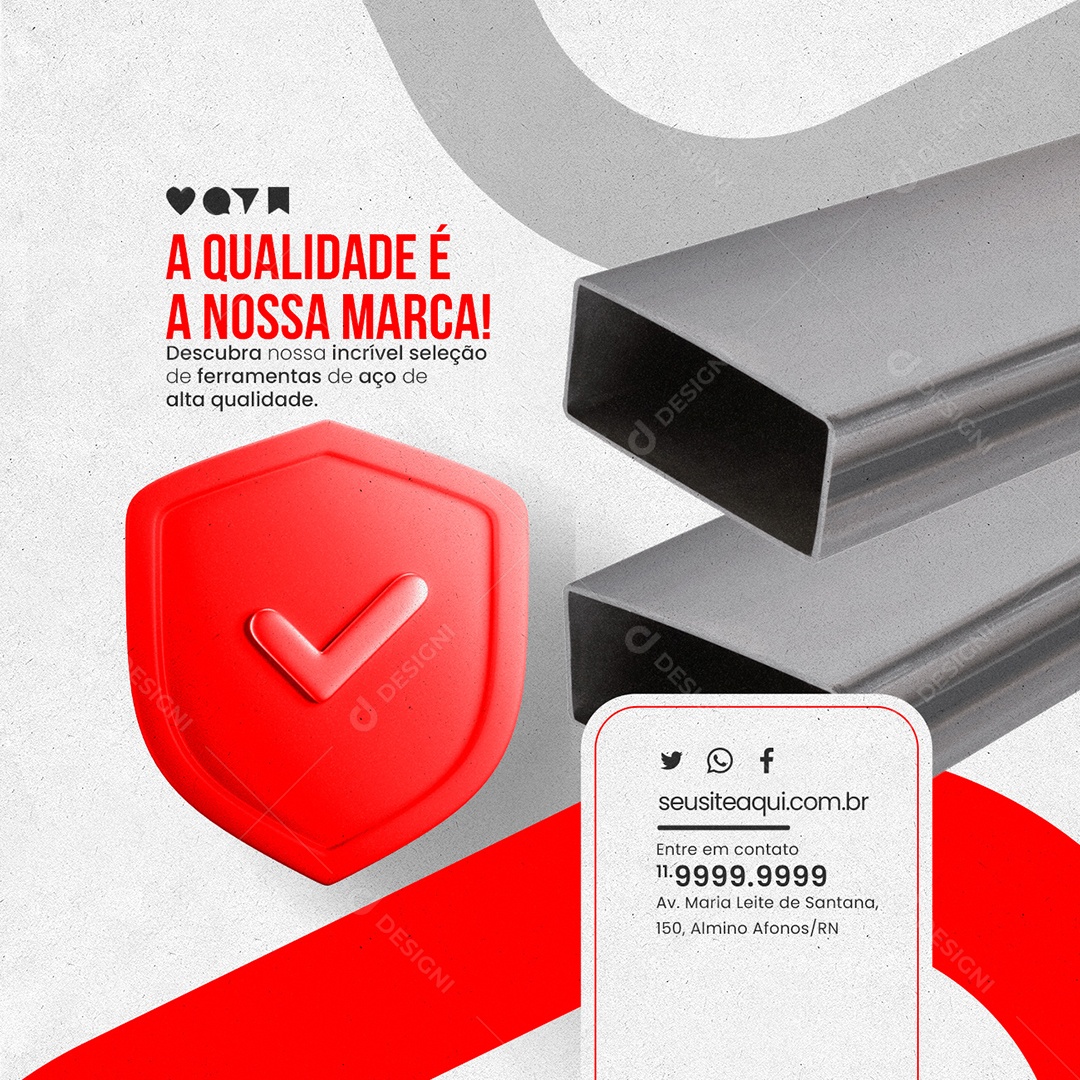 Materiais de Construção Aço Ferramentas A Qualidade é a nossa Marca Social Media PSD Editável