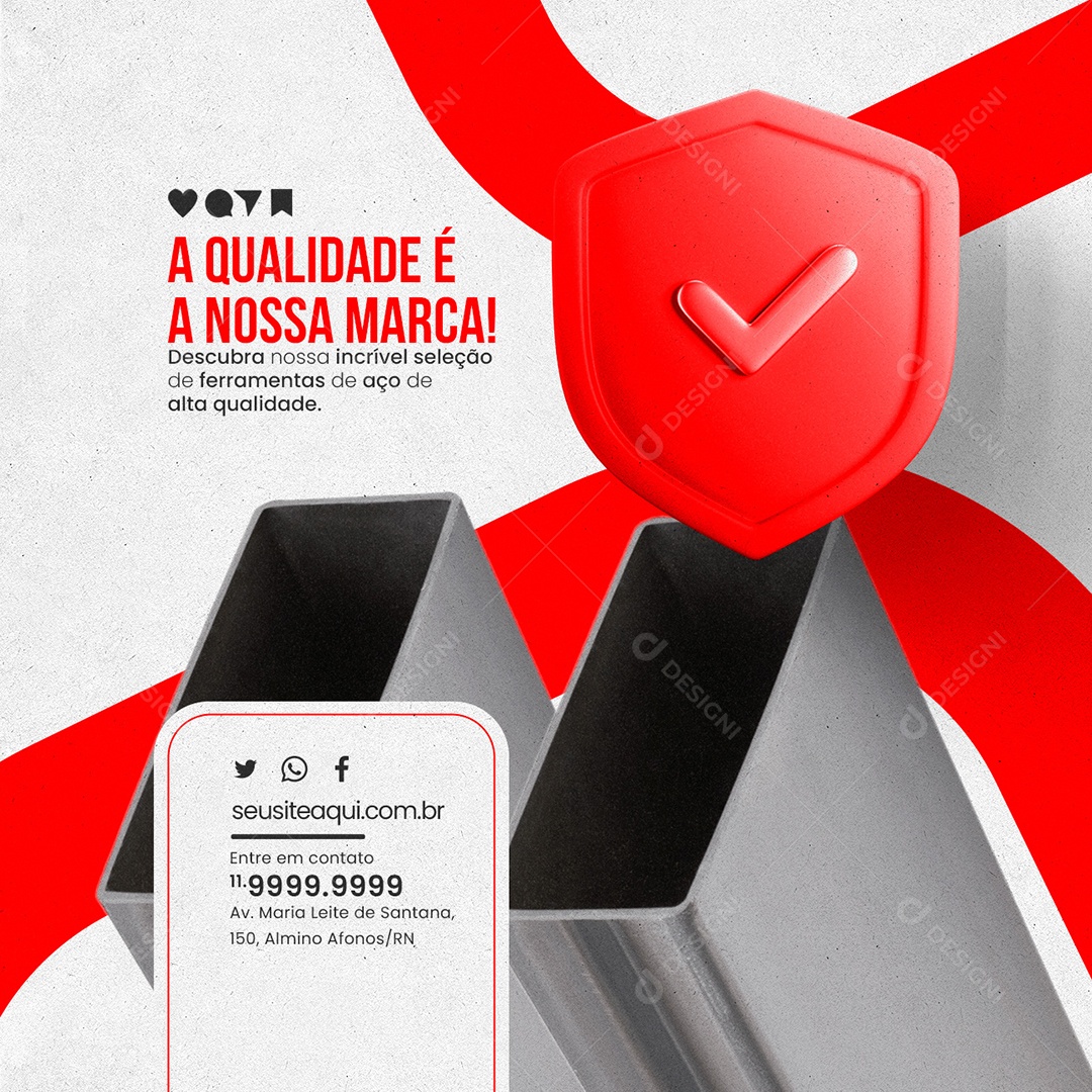 Materiais de Construção Aço Ferramentas A Qualidade é a nossa Marca Social Media PSD Editável