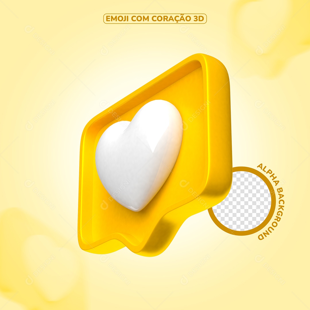 Caixa de Texto Amarela Elemento 3D para Composição PSD