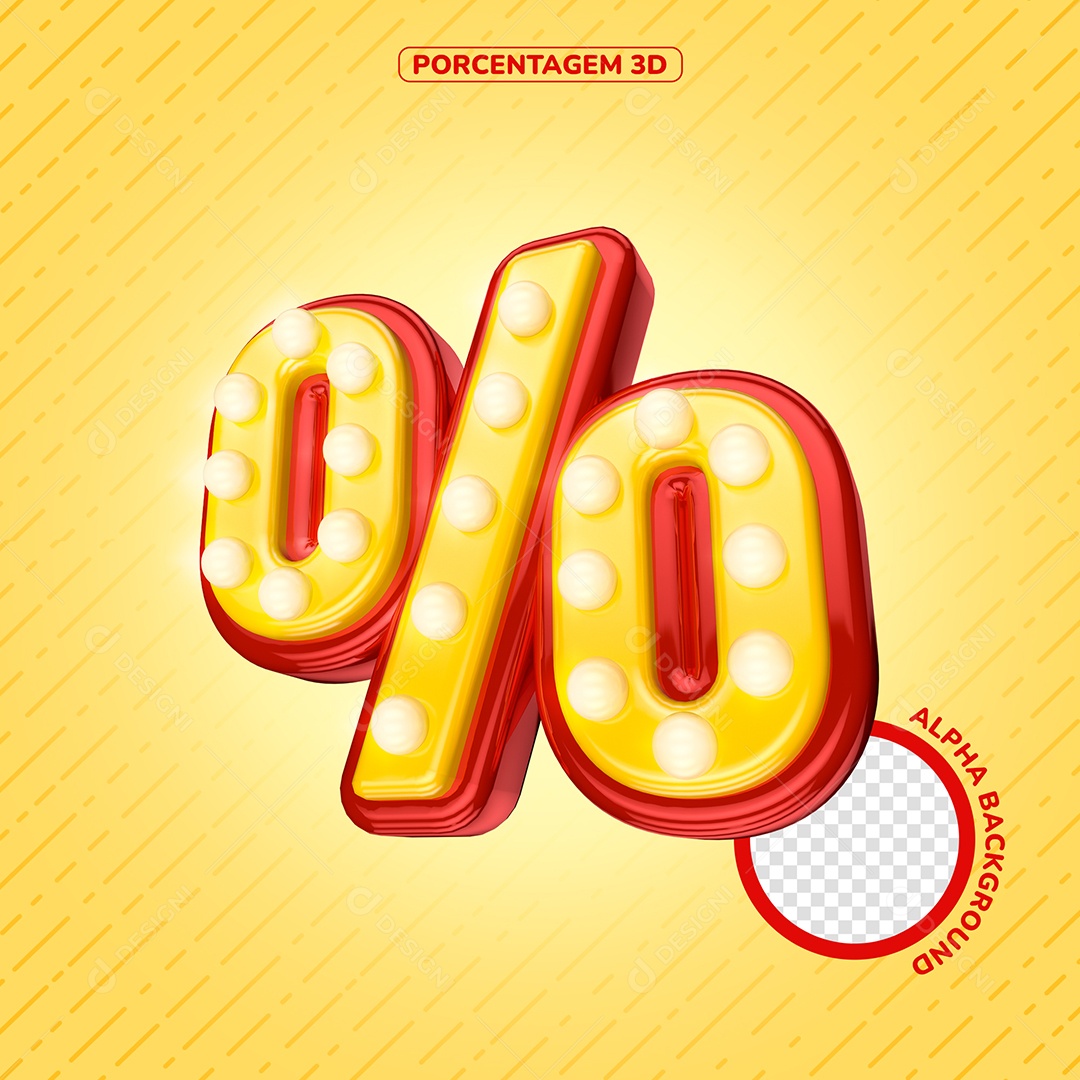 Porcentagem Amarelo Elemento 3D para Composição PSD