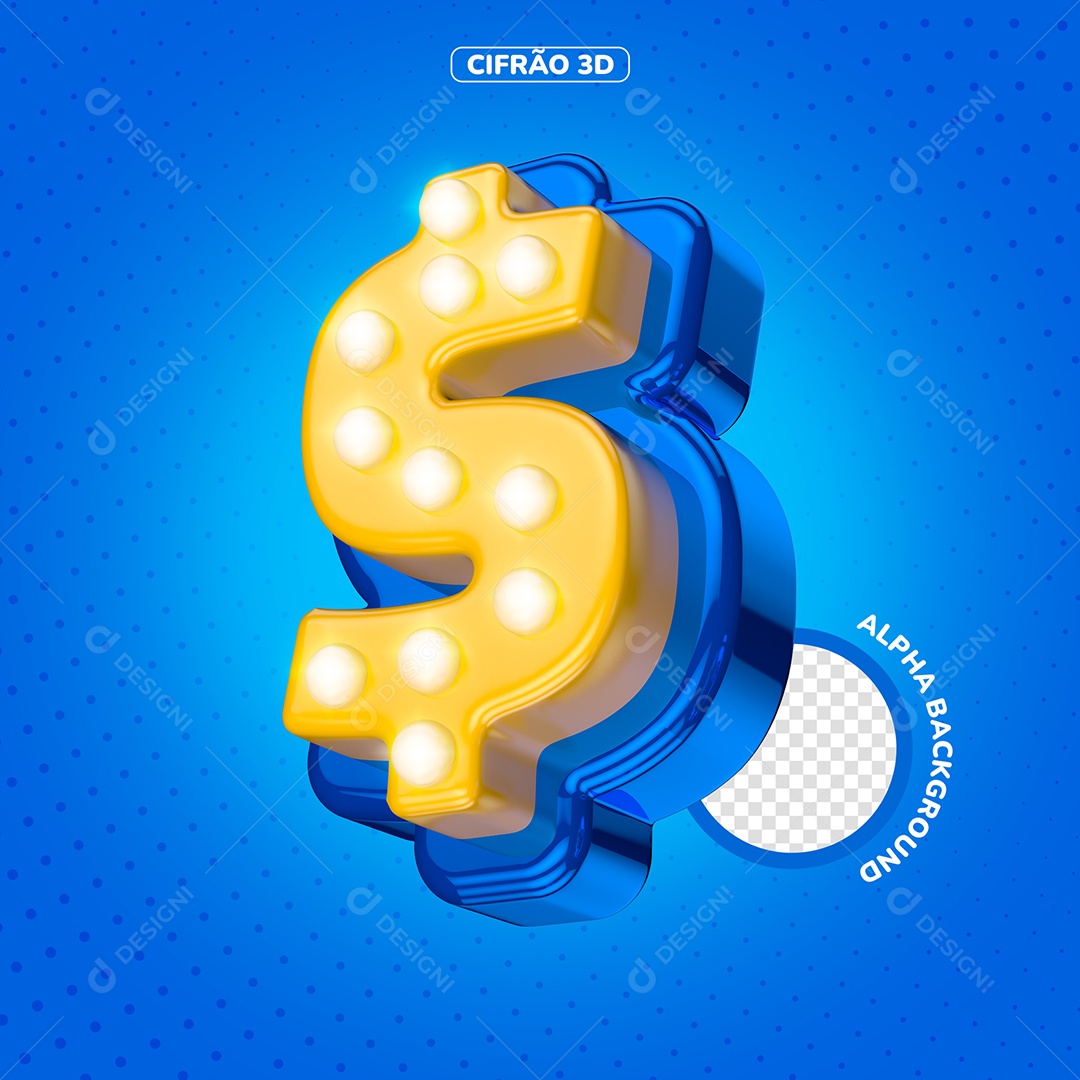 Emoji Cifrão Elemento 3D para Composição PSD