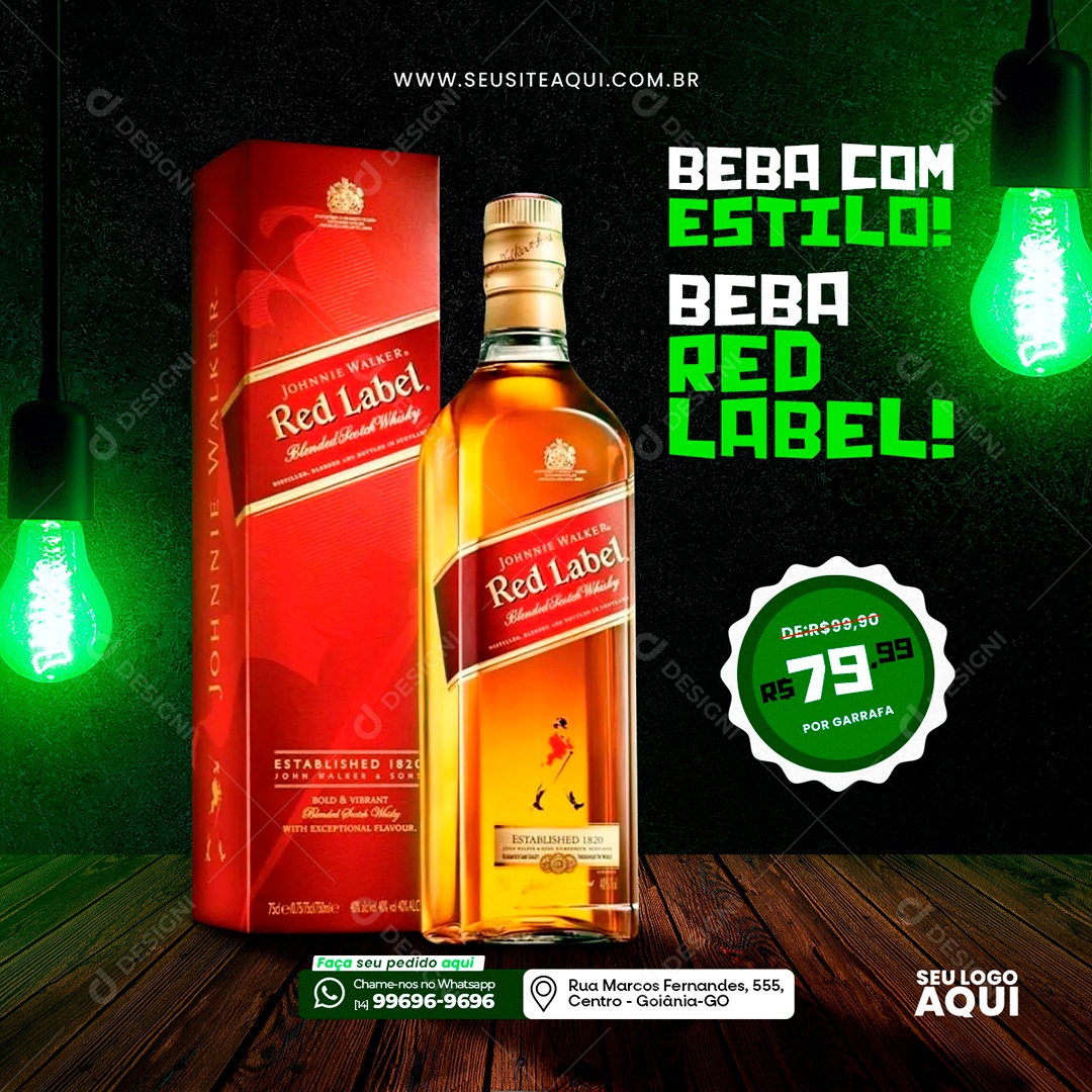 Boteco Beba com Estilo Beba Red Label Johnnie Walker Social Media PSD Editável
