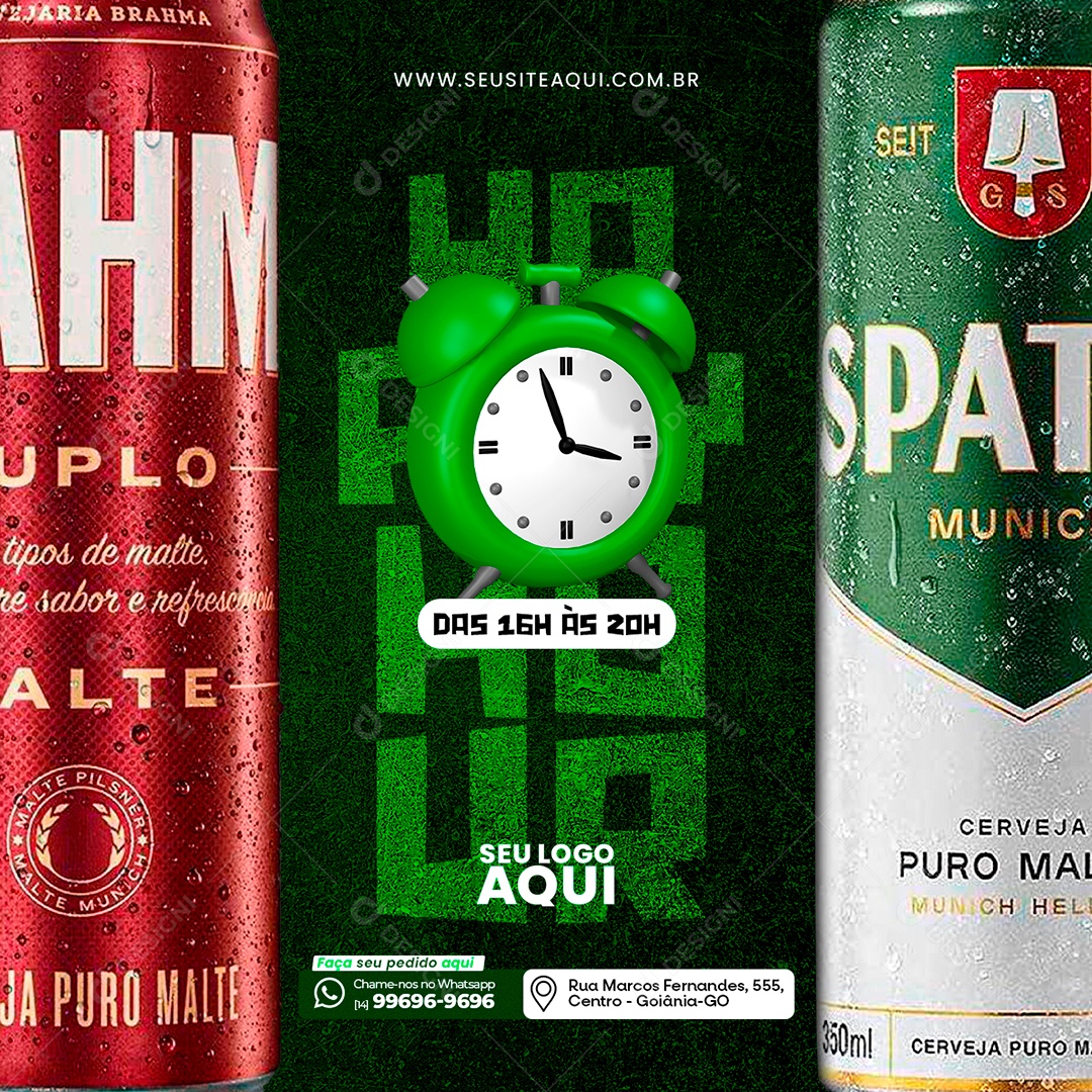 Boteco Happy Hour Cerveja Brahma Duplo Malte Spaten Munic Social Media PSD Editável