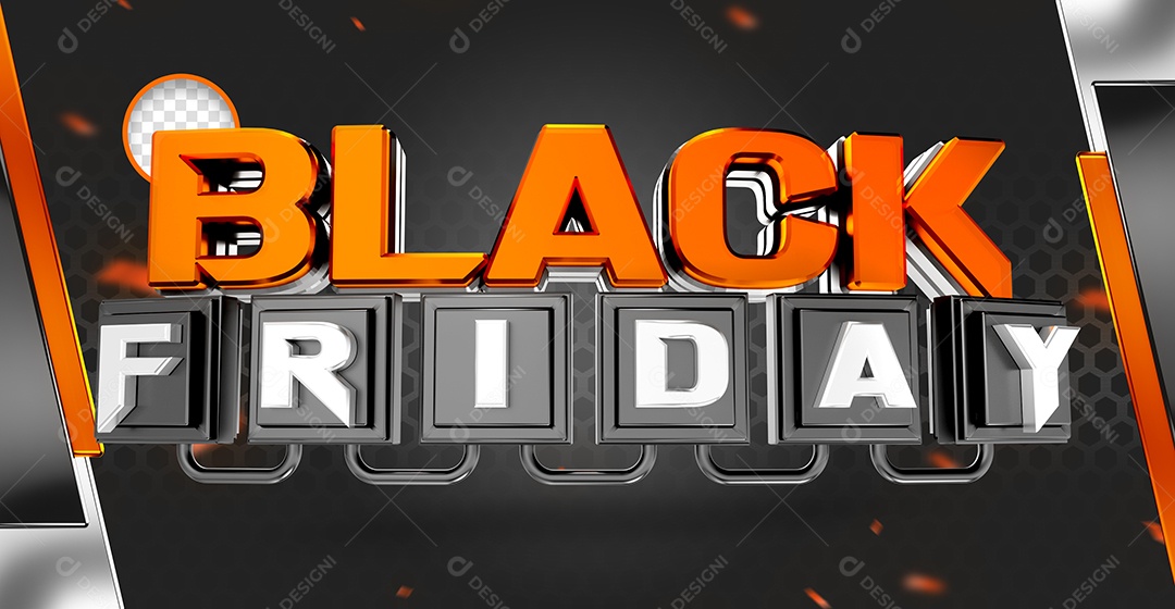 Black Friday  Selo 3D Laranja para Composição PSD